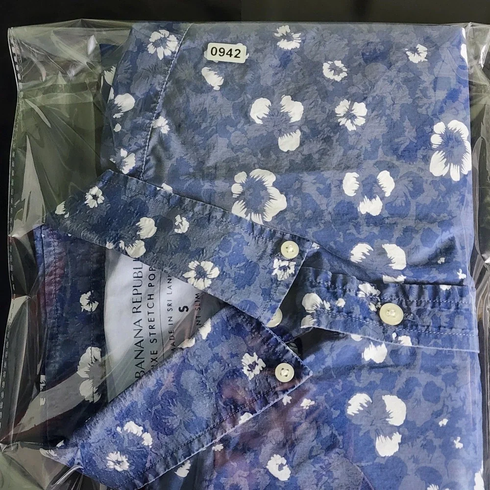 Banana Republic Button Down Mens Small Grant Slim Fit Floral Poplin Excellent